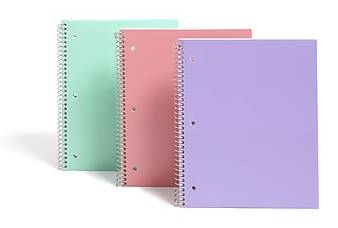 Pep Rally 1-Subject College Ruled 70 Sheets Notebooks, Lilac-Coral-Mint