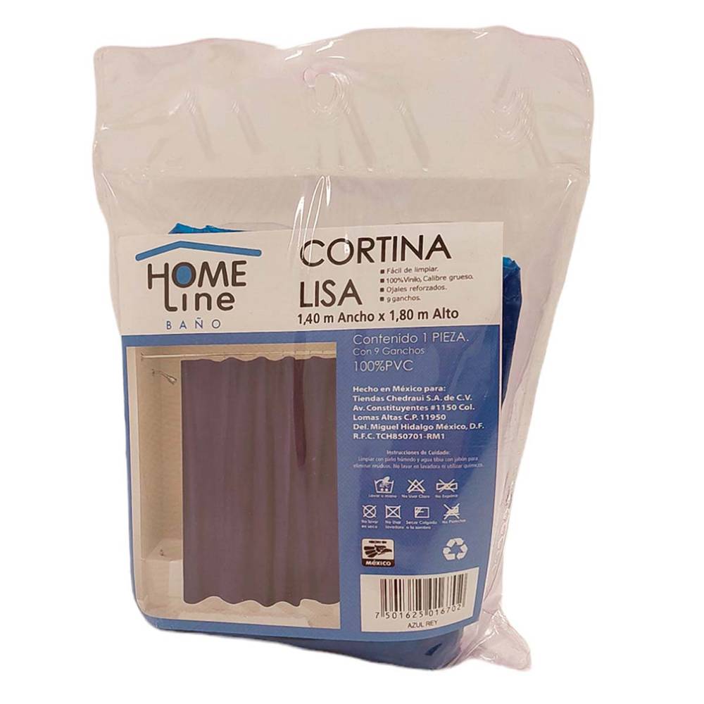 Home line cortina de baño lisa (1.40 m x 1.80 m/azul rey)