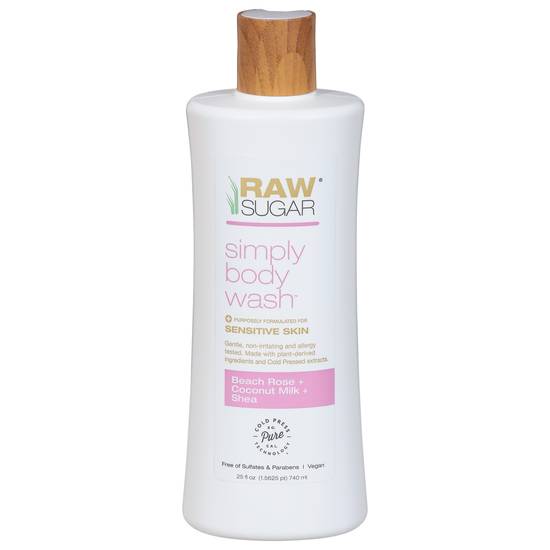 Raw Sugar Sensitive Skin Simply Beach Rose + Coconut Milk + Shea Body Wash