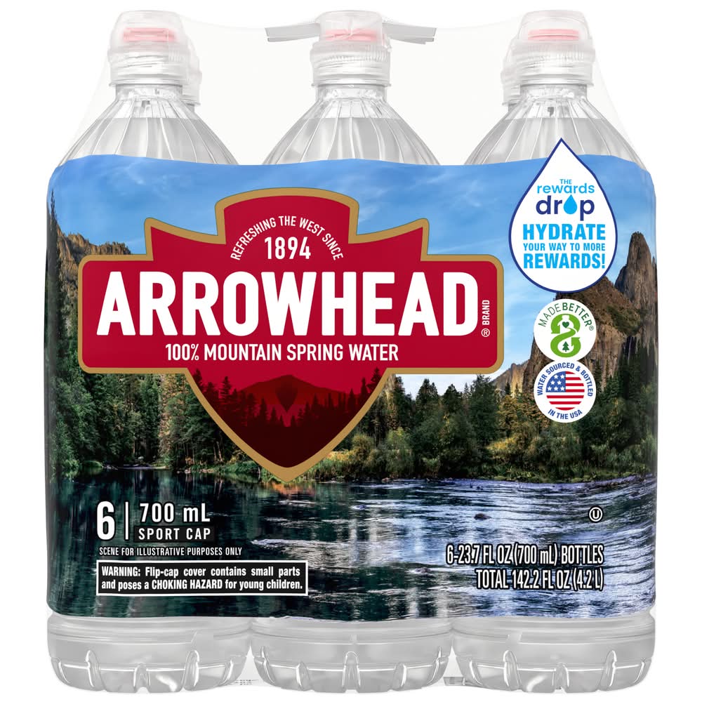 Arrowhead 100% Mountain Spring Water (6 x 23.7 fl oz)