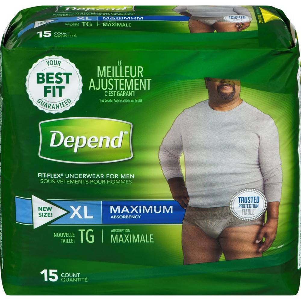 Depends Maximum Absorption Underwear, Men, XL (15 ct)