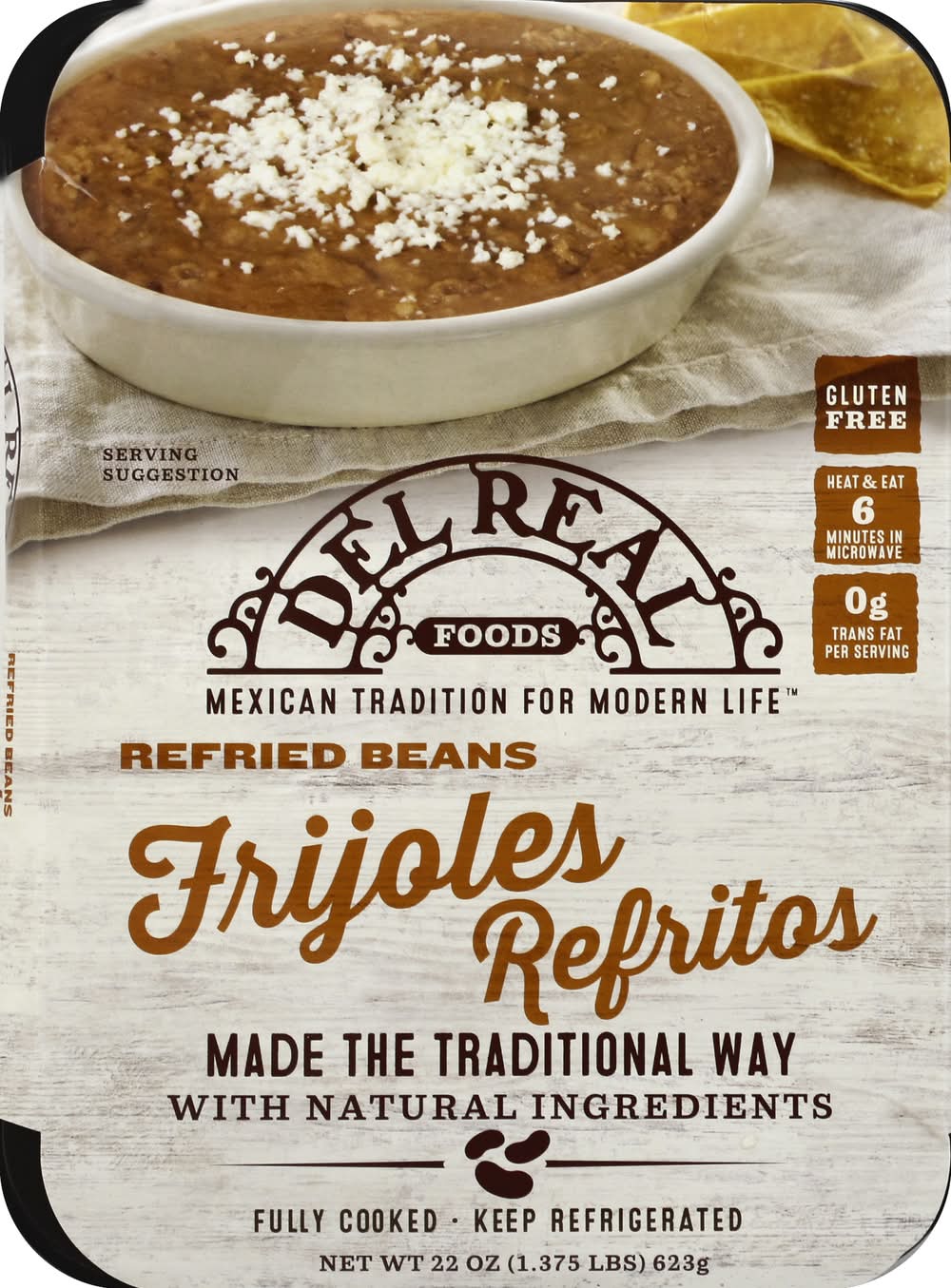 Del Real Foods Gluten Free Frijoles Refritos Refried Beans (22 oz)