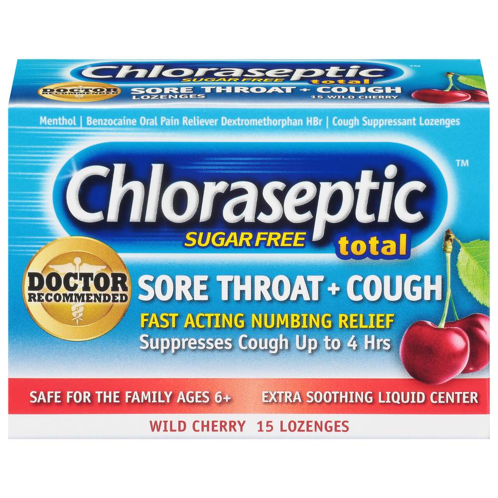 Chloraseptic Sugar Free Lozenges Sore Throat + Cough (wild cherry )