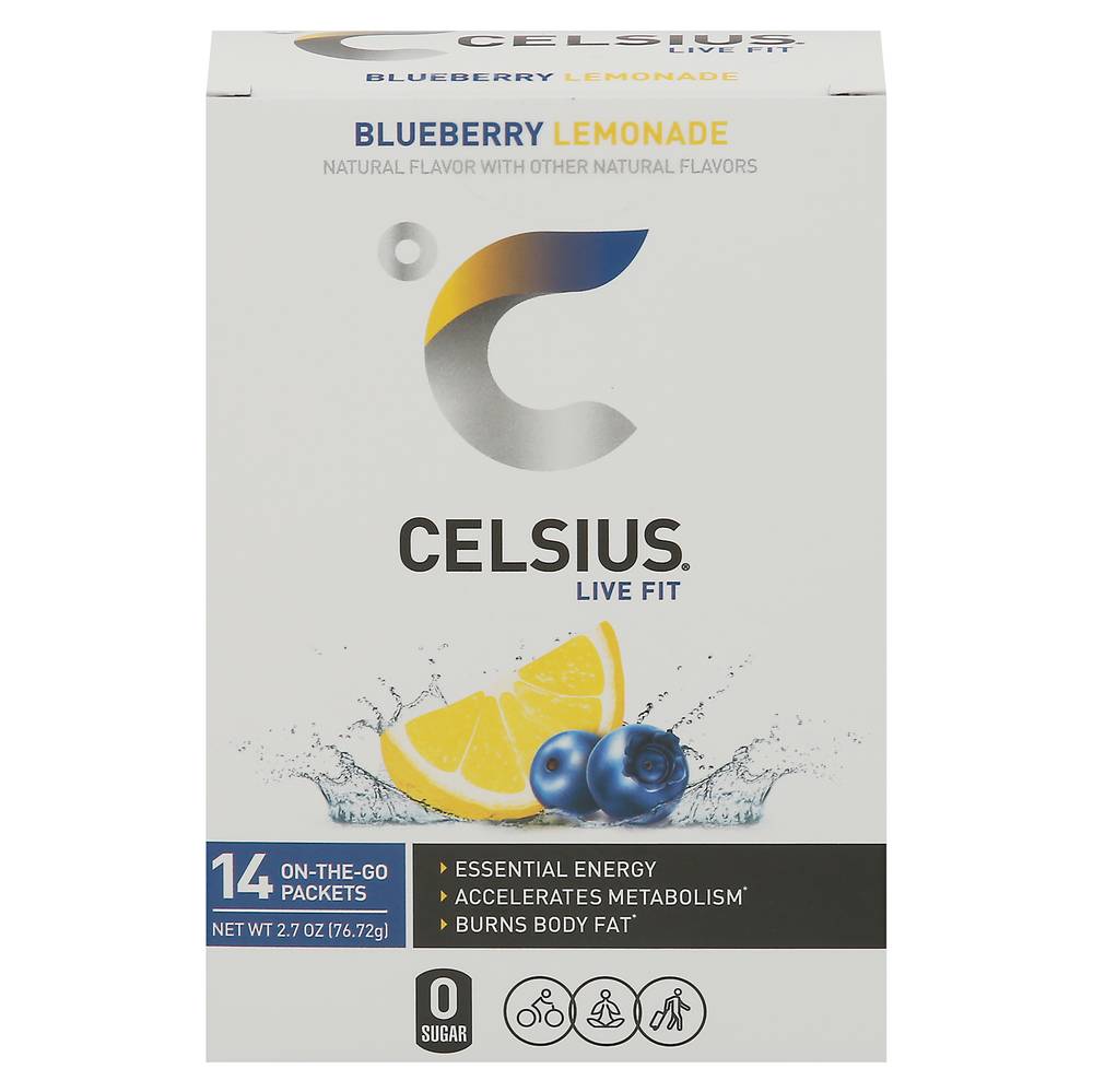 Celsius Lemonade Powdered Drink Mix, Blueberry (2.7 oz, 14 ct)