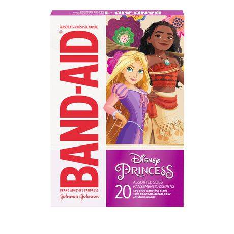 Band-Aid Disney Princess Wound Care Dressing Self Adhesive Kids Bandage Sterile Doctor Recommended Cover, 3"- 2-1/4" (20 ct)