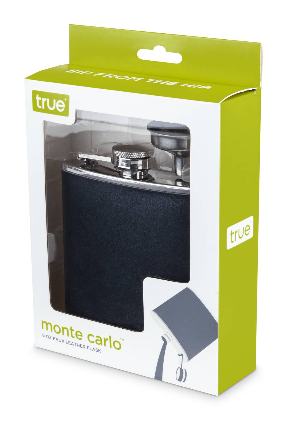 Arnott's Faux Leather Flask 6 oz, Black