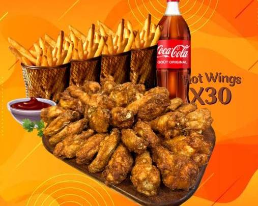MENU Family 30 HOT WINGS®👩‍👧‍👧🍗🍟🥤