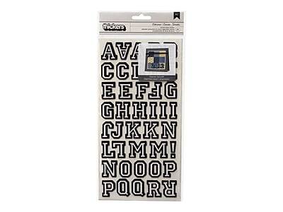American Crafts Thickers Letterman Flocked Letter Stickers, Black, 91/Carton (43070)