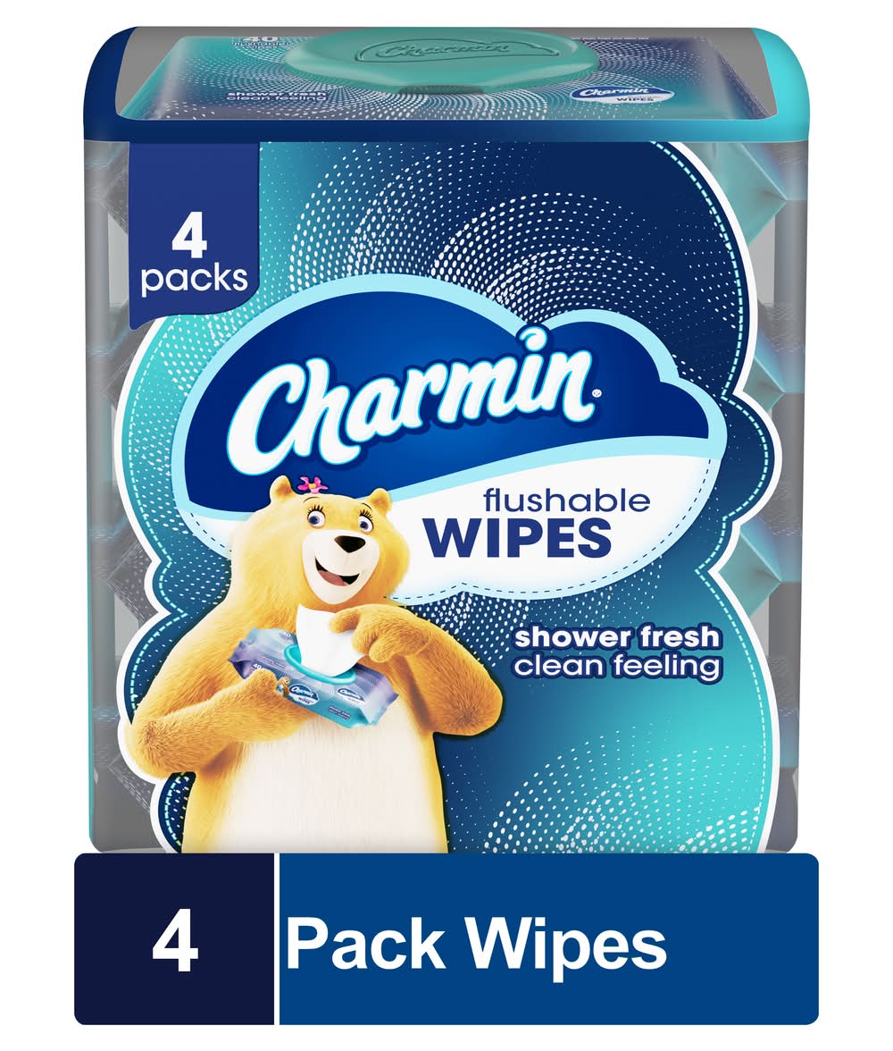 Charmin Flushable Wipes, 7.2x5 in, White (4 x 40 ct)