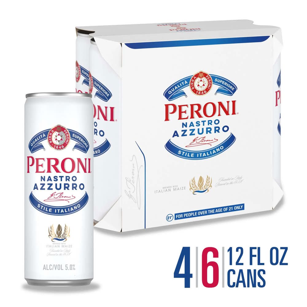 Peroni Nastro Azzurro Italian Style Lager Beer (6 x 12 fl oz)