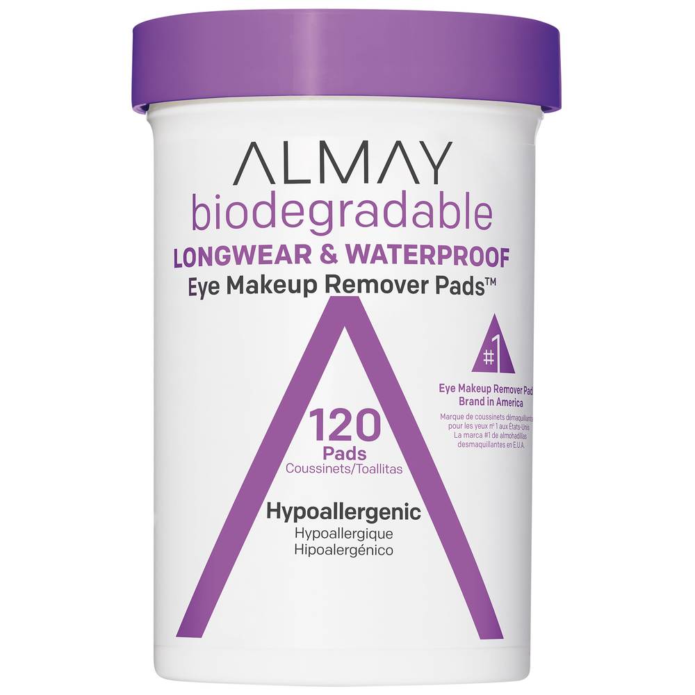 Almay Biodegradable Longwear & Waterproof Eye Makeup Remover Pads, 120CT