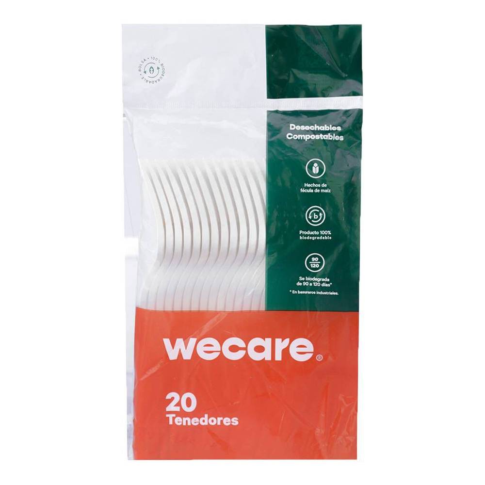 We care tenedores desechables biodegradables (bolsa 20 piezas)