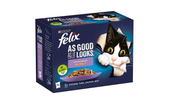 Felix As Good As It Looks Adult Cat Food Favourites Selection in Jelly 12 pack 100g (358563)