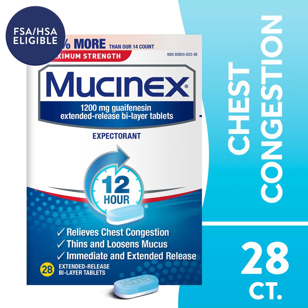 Mucinex 12 Hour Maximum Strength 1200 mg Guaifenesin Expectorant (3.2 oz)