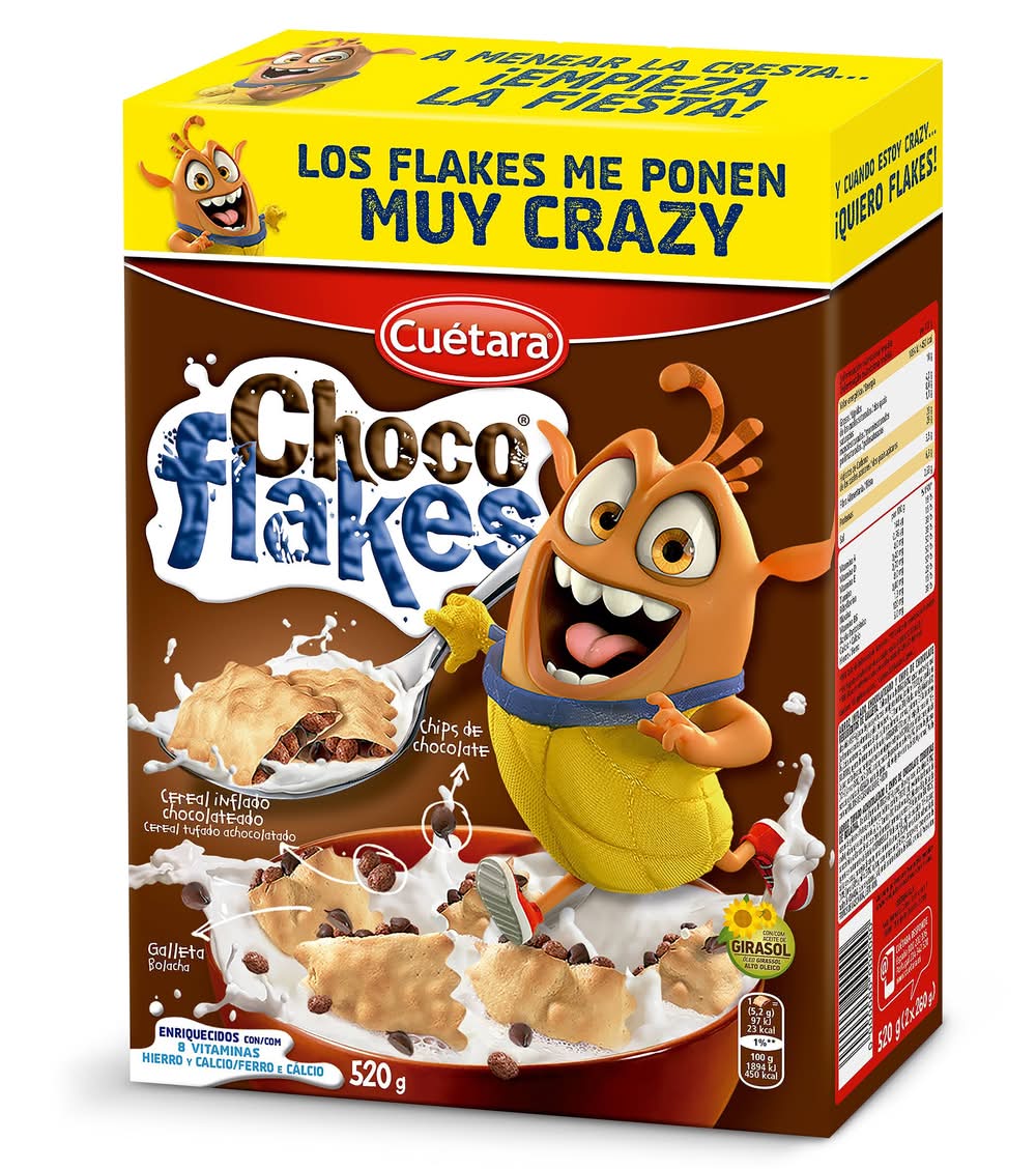 Galletas Rellenas De Arroz Inflado Chocolateado Cuétara Flakes Caja 520 G