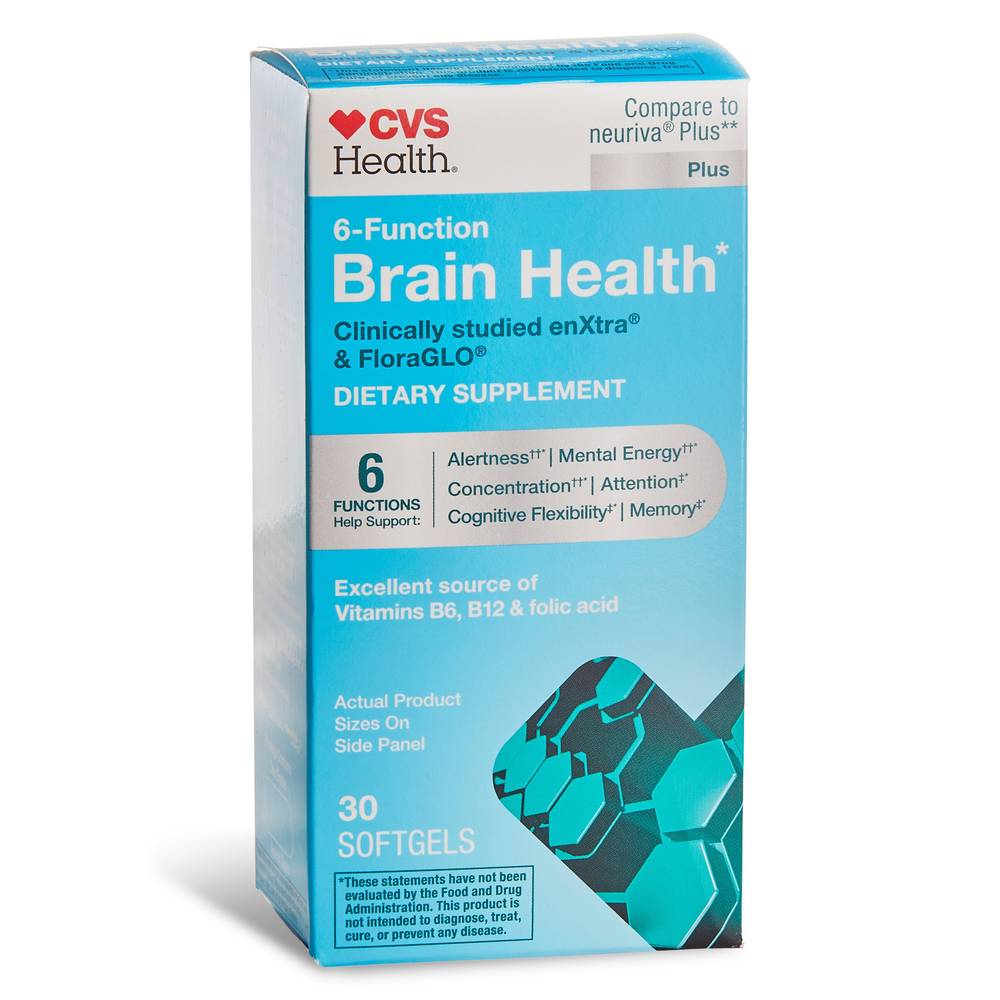 Cvs Health 6-function Brain Health Clinically Studied Enxtra and Floraglo Dietary Supplement Softgels
