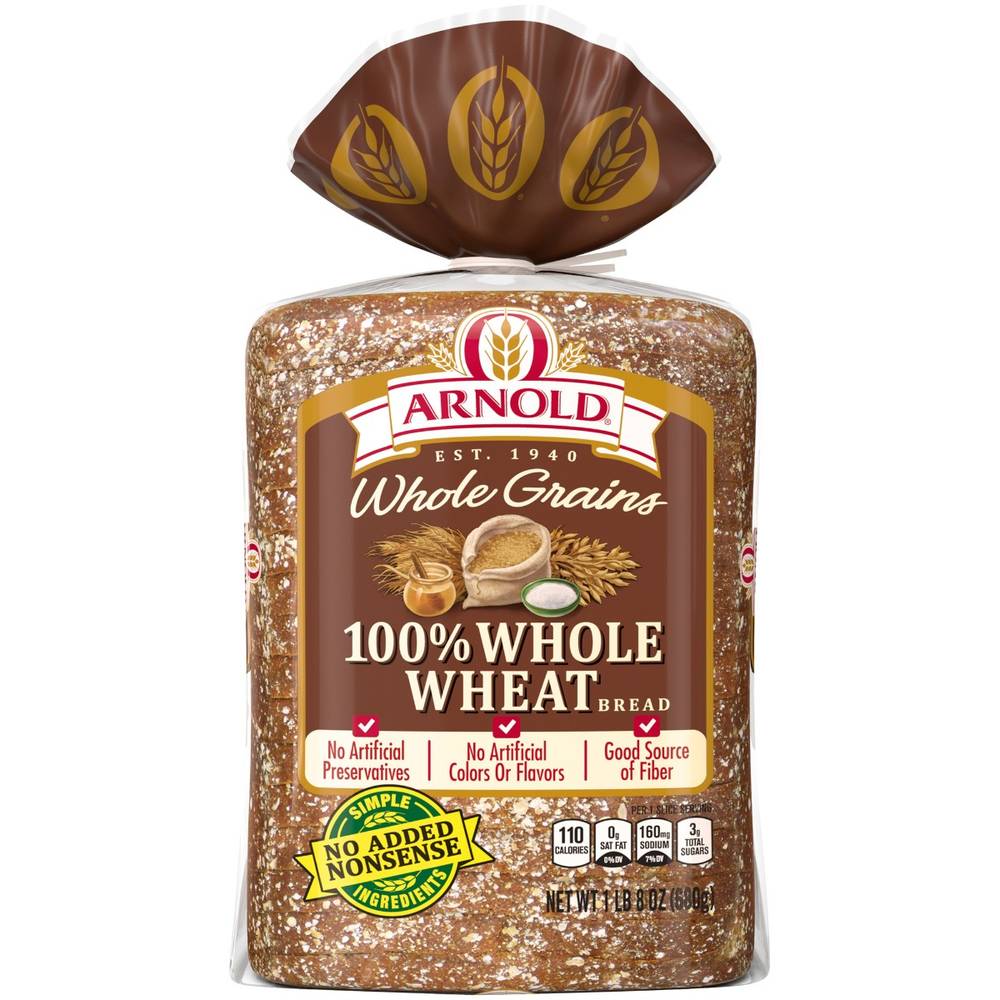 Arnold - Whole Grains 100% Whole Wheat Bread - 24 oz (1 Unit per Case)