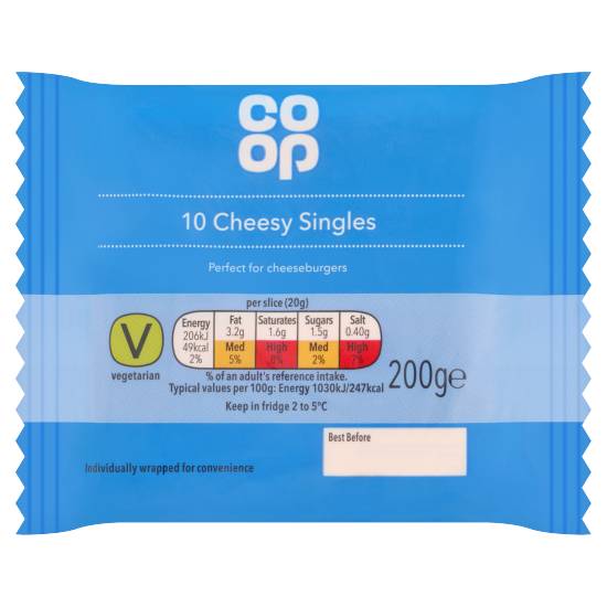 Co-Op 10 Cheese Singles 200g