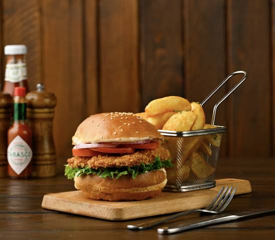 Crunchy Chicken Burger + Spiced Potato Wedges
