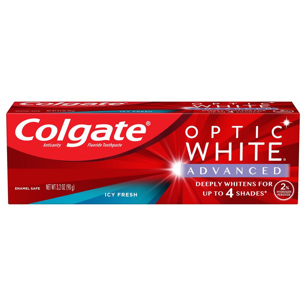 Colgate Optic White Advanced Teeth Whitening Toothpaste, Icy Fresh, 3.2 ounce