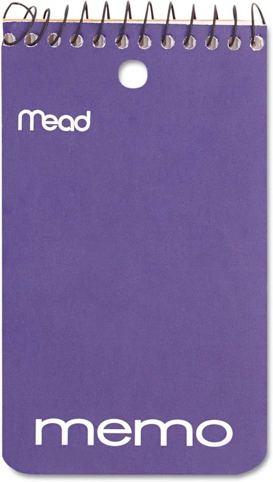 Memo Book College Ruled 3in x 5in Wirebound Punched 60 Sheets Assorted