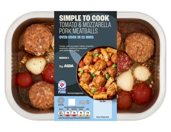ASDA Simple To Cook Tomato & Mozzarella Pork Meatballs (399g)