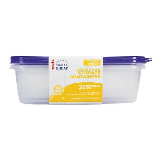 Weis Simply Great Plastic Storage Container Large Rectangle 9.5 Cup 2 CT