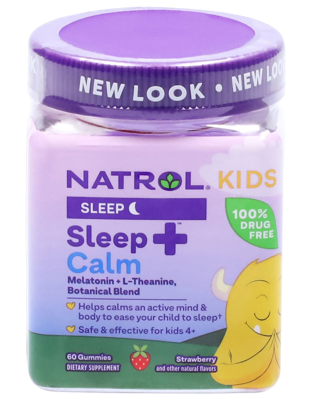 Natrol Kids Sleep+ Calm, Melatonin and L-Theanine, Gummies Strawberry (7.05 oz)