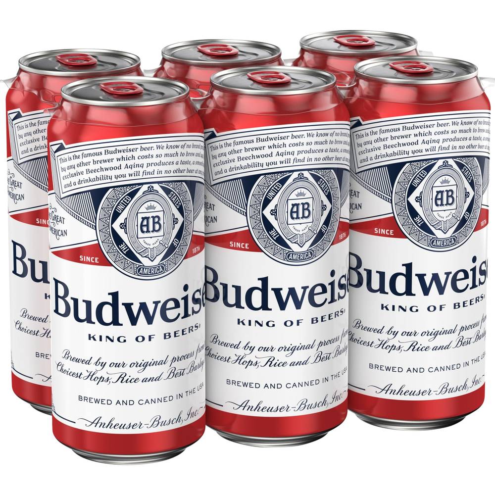Budweiser Beer Cans - 16 fl oz, 6 ct