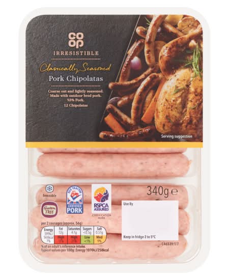 Co-op Classically Seasoned Irresistible Pork Chipolatas (12 pack)