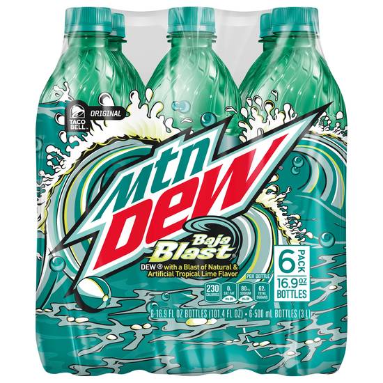 Mtn Dew Baja Blast Flavored Soda (6 x 16.9 fl oz)
