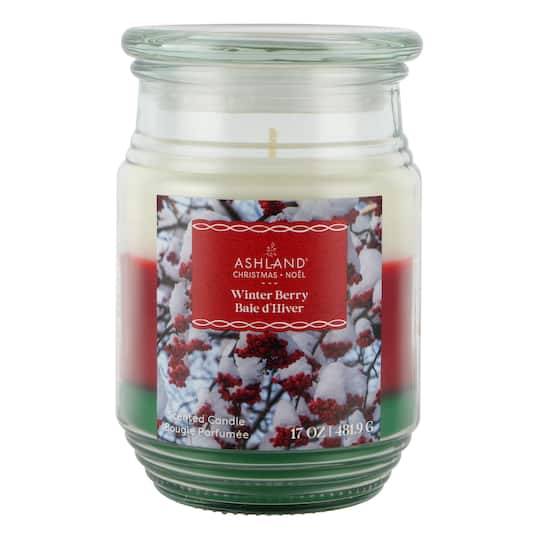 Ashland Jar Candle, Winter Berry, White-Red-Green (17 oz)