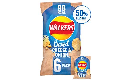Walkers Baked Cheese & Onion Crisps 6pk