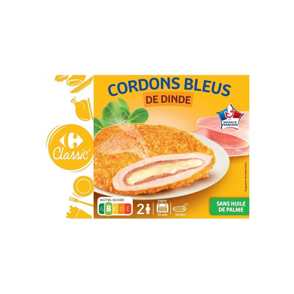 Cordons bleus de dinde CARREFOUR CLASSIC' - la boite de 2 - 200g