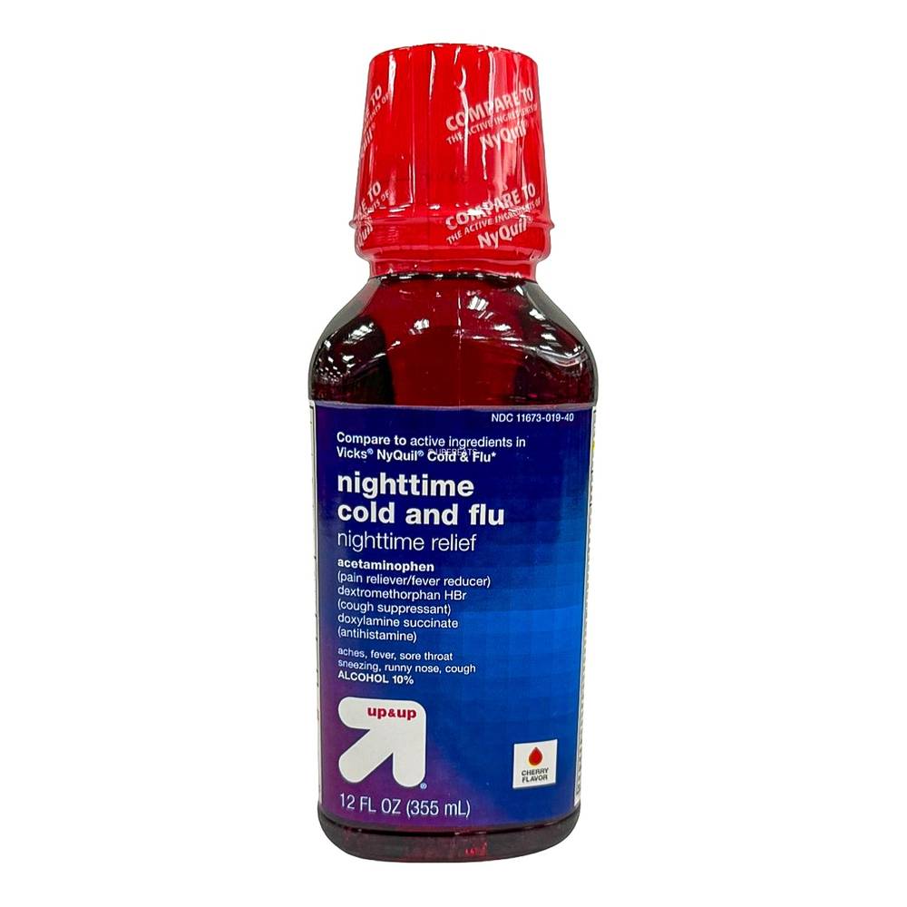 up&up Nighttime Cold & Flu Relief Liquid, Cherry (12 fl oz)