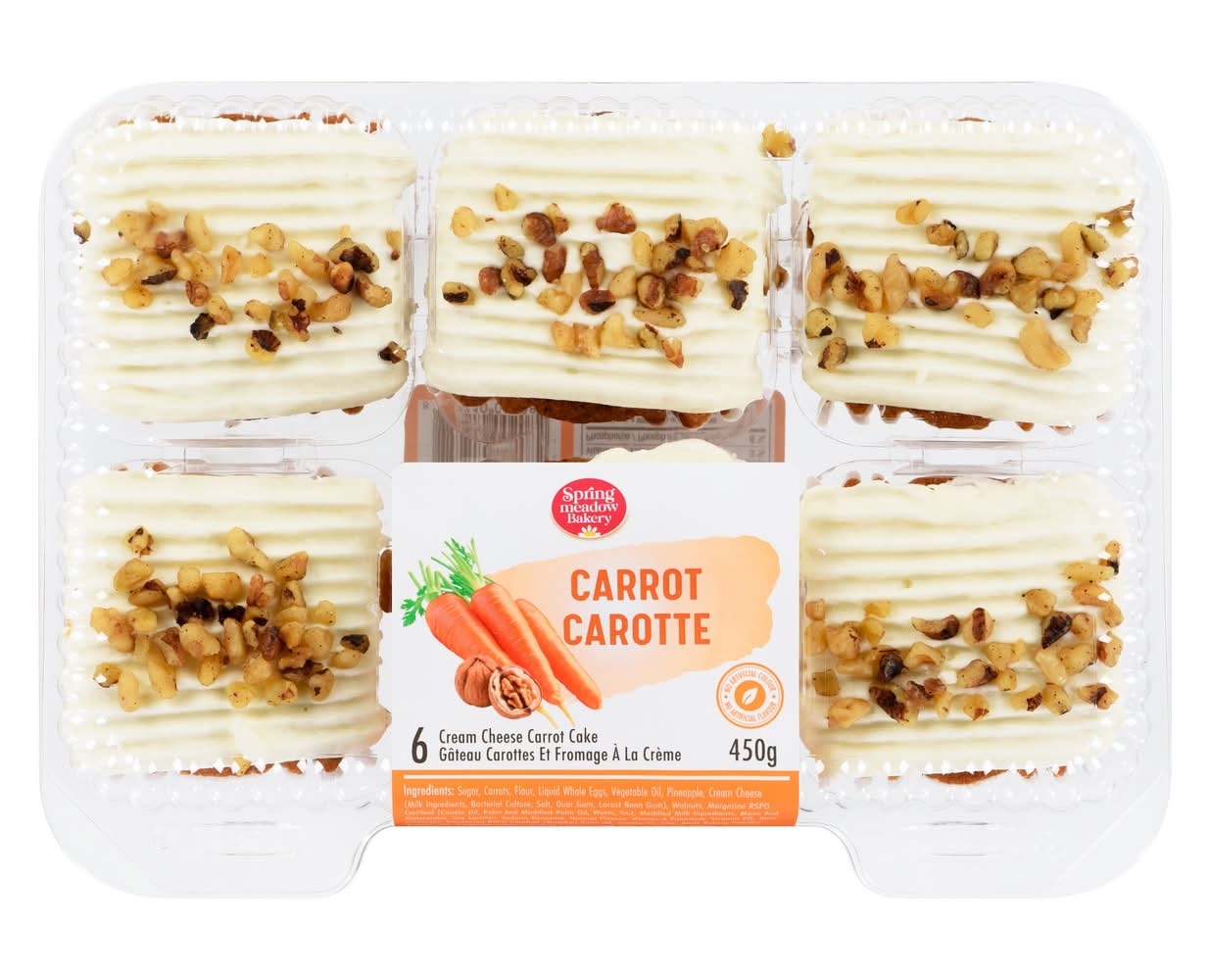 Spring Meadow Bakery Cream Cheese Carrot Cake (450 g, 6 ct)