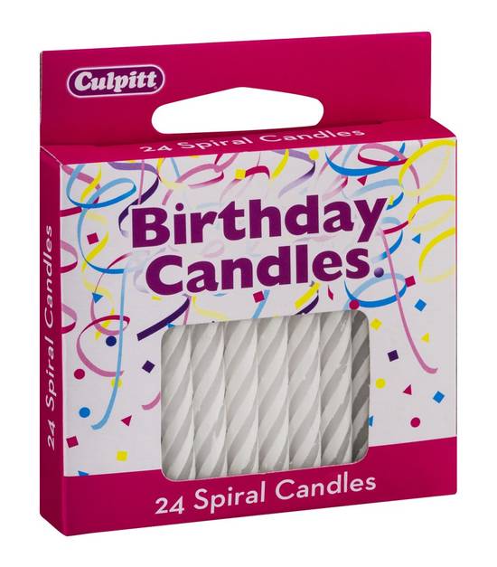 Culpitt White Spiral Birthday Candles (24 ct)