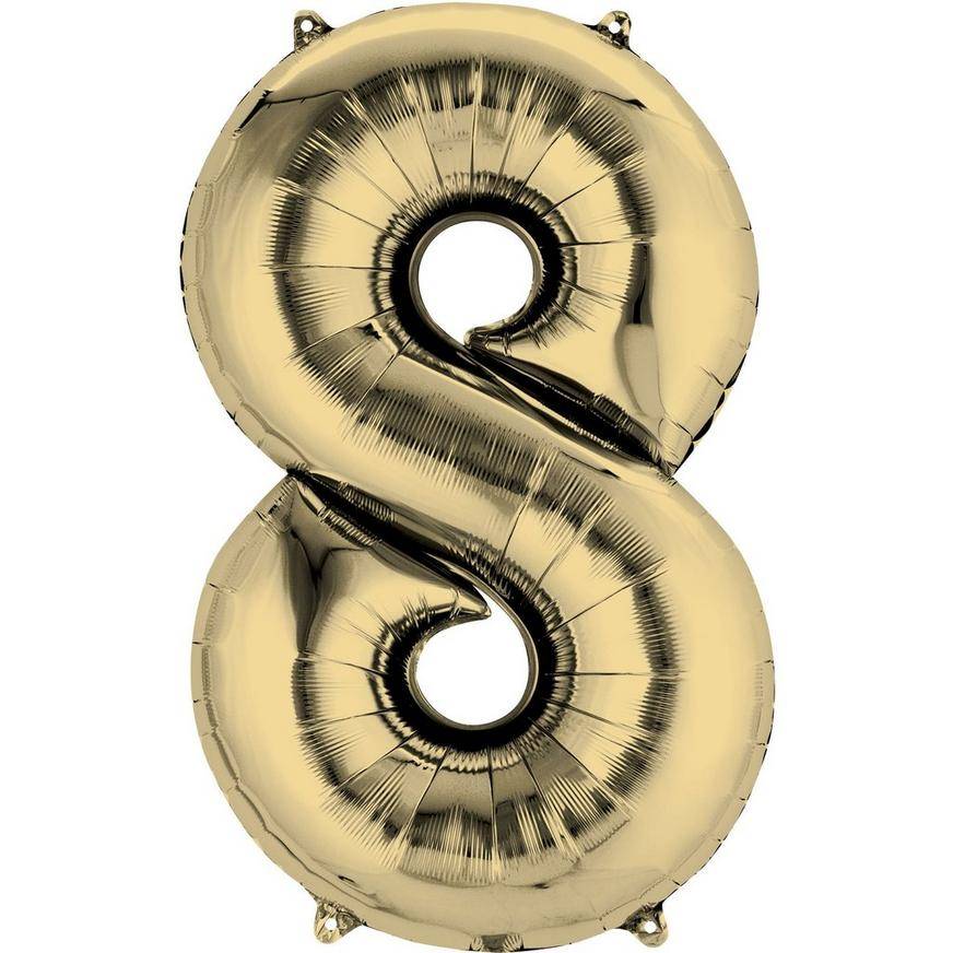 Party City Uninflated 8 Number Balloon (34 in/gold)