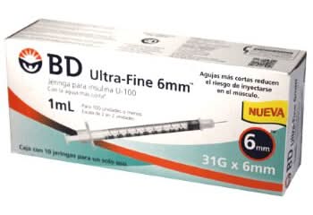 BD · Ultra-fine jeringa para insulina u-100 1 ml, 31G-6mm (10 un)