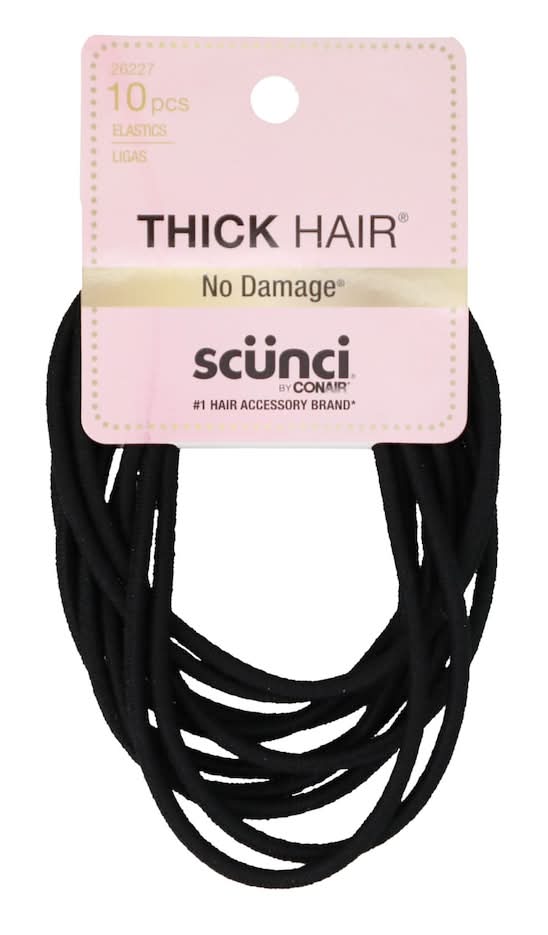 Scunci Thick Hair Elastics Holder, Women, Black (10 ct)