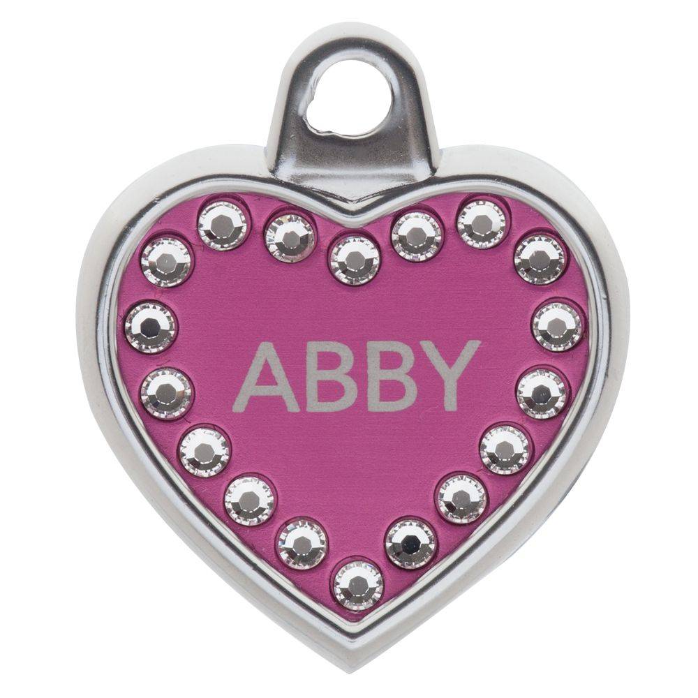 TagWorks® Blingz Collection Personalized Small Heart Personalized Pet ID Tag (Color: Pink, Size: Small)