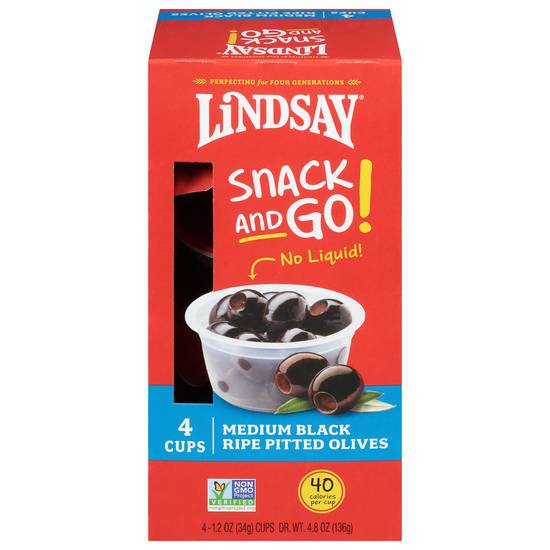 Lindsay Medium Black Ripe Pitted Olives Cups (4 ct)