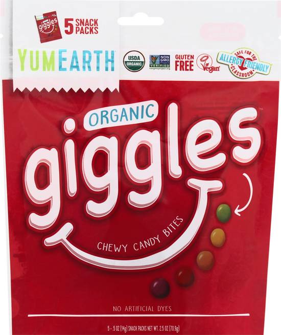 Yumearth Giggles Organic Gluten Free Vegan Chewy Candy Bites (5 ct)