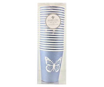 Shabby Chic Periwinkle Butterfly 12 Oz. Paper Cups, 20-Pack