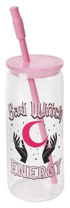 Halloween Themed Glass Tumbler Bad Witch Energy