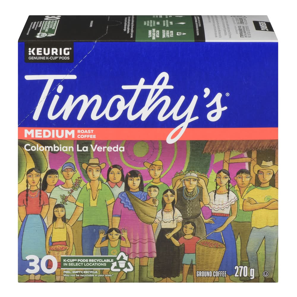 Timothy’s Colombian La Vereda Coffee Pods (270 g, 30 ct)