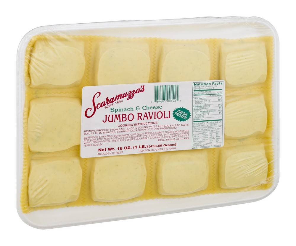 Scaramuzza's Jumbo Ravioli Spinach & Cheese (1 lbs)