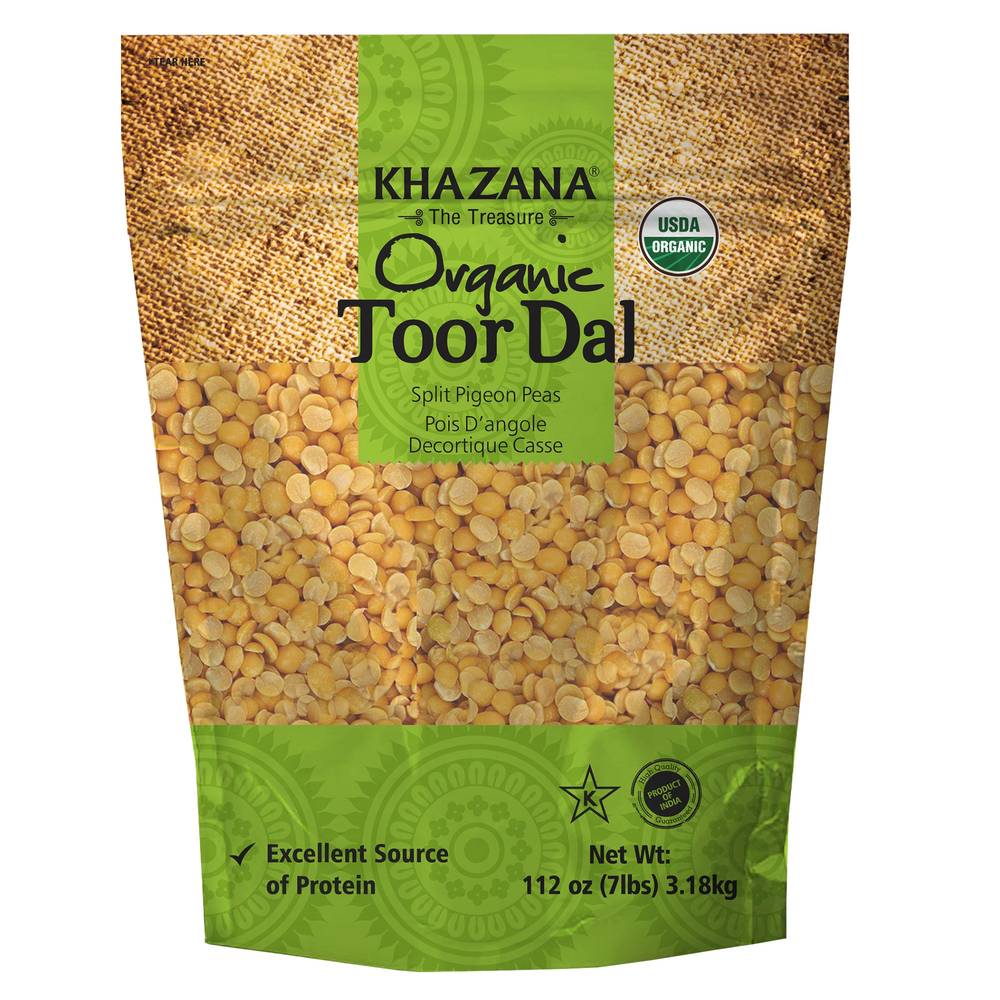 Khazana Organic Toor Dal Split Pigeon Peas (112 oz)