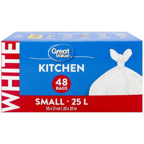 Great Value Small Kitchen Garbage Bags (20"*20"/white)