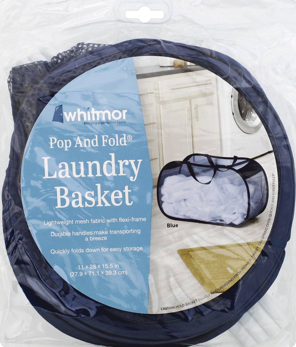 Whitmor Pop and Fold Blue Laundry Basket (2.65 lbs)